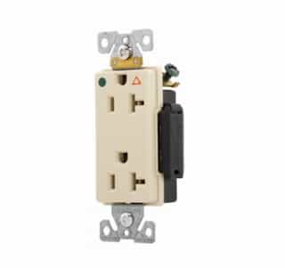 Eaton Wiring 20 Amp Decora Duplex Receptacle w/ Terminal Guards, Isolated Ground, Ivory