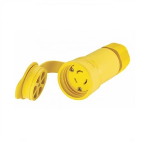 20 Amp Locking Receptacle, NEMA L10-20, 125/250V, Yellow