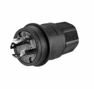 20 Amp Locking Plug, Watertight, NEMA L10-20, Black