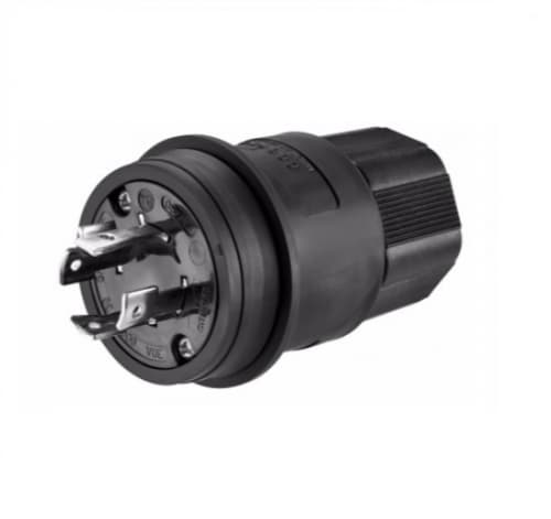 Eaton Wiring 20 Amp Locking Plug, Watertight, NEMA L10-20, Black