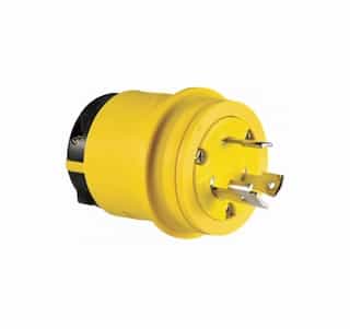 30 Amp Locking Plug, NEMA L10-30, 125/250V, Yellow/Black
