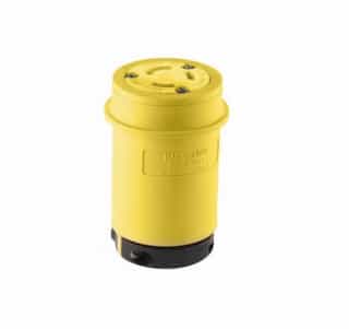 30 Amp Locking Connector, Watertight, NEMA L11-30, 250V, Yellow/Black