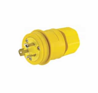 30 Amp Locking Plug, Watertight, NEMA L11-30, 250V, Yellow
