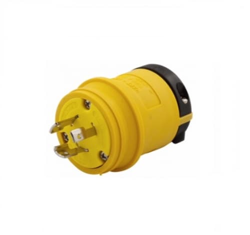 30 Amp Locking Plug, Watertight, NEMA L11-30, 250V, Yellow/Black