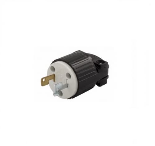 15 Amp Locking Plug, NEMA L1-15, Industrial, Black/White
