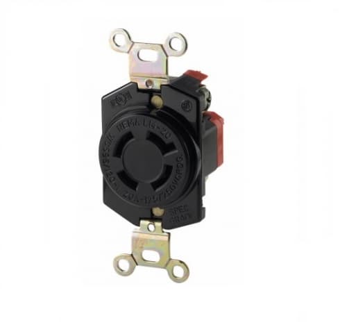 20 Amp Locking Plug, NEMA L14-20, 125/250V, Black