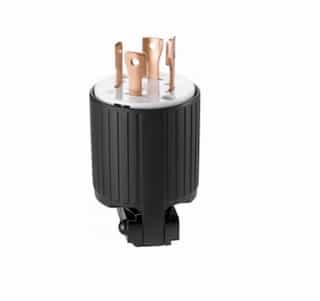 30 Amp Locking Plug, NEMA L14-30, 125/250V, Black/White