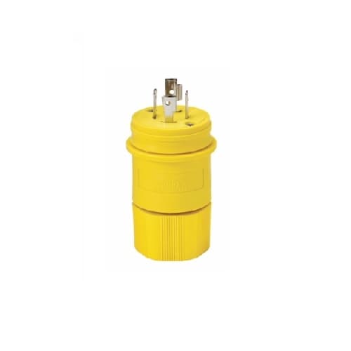 30 Amp Locking Plug, Watertight, NEMA L14-30, Yellow