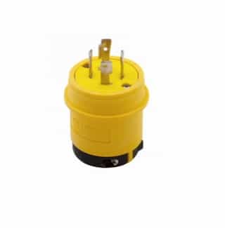 30 Amp Locking Plug, Watertight, NEMA L14-30, 125/250V, Black
