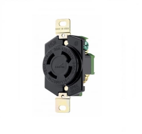 Eaton Wiring 30 Amp Locking Receptacle, NEMA L14-30, 125/250V, Black