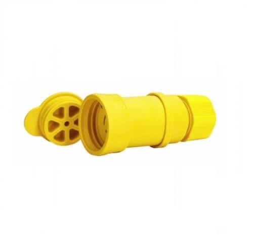 20 Amp Locking Connector, Watertight,NEMA L15-20, 250V, Yellow