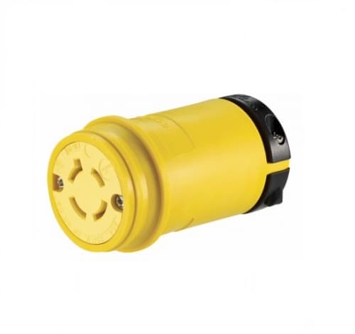 20 Amp Locking Connector, Industrial, NEMA L15-20, 250V, Yellow/Black