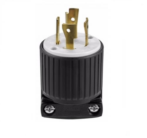 Eaton Wiring 20 Amp Locking Plug, Industrial, NEMA L15-20, 250V, Black/White