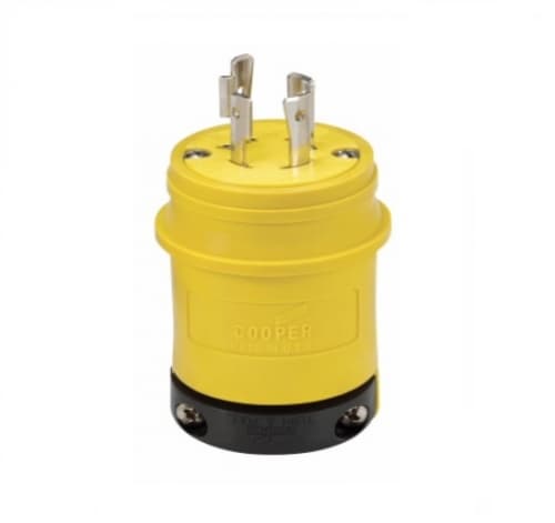 20 Amp Locking Plug, Industrial, NEMA L15-20, 250V, Yellow/Black