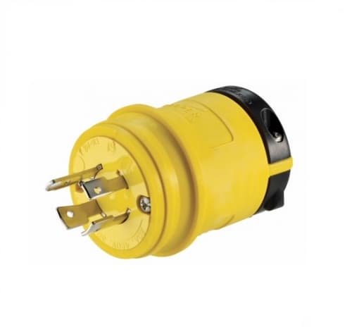 20 Amp Locking Plug, Industrial, NEMA L16-20, 480V, Yellow/Black