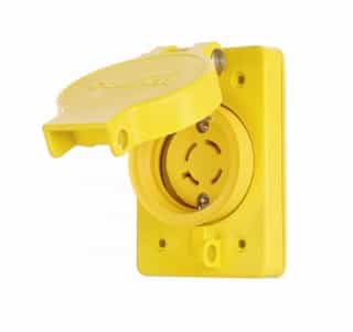 20 Amp Locking Receptacle, Watertight, NEMA L16-20, 480V, Yellow