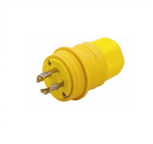 30 Amp Locking Plug, Watertight, NEMA L16-30, 480V, Yellow