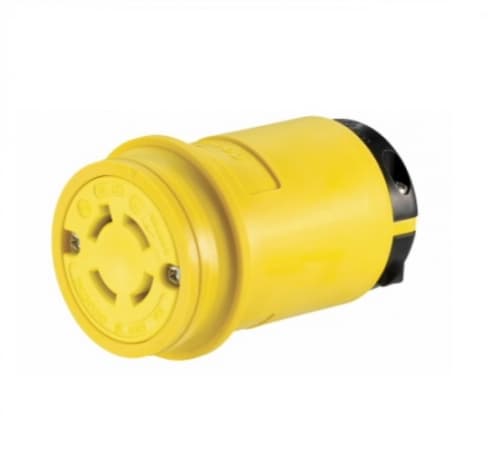 30 Amp Locking Connector, Watertight, NEMA L17-30, 600V, Yellow/Black