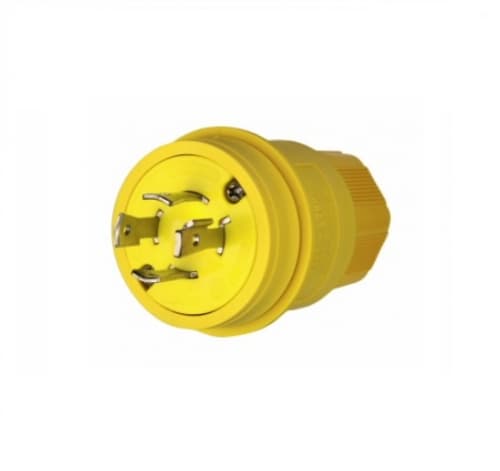 30 Amp Locking Connector, Watertight, NEMA L17-30, 600V, Yellow