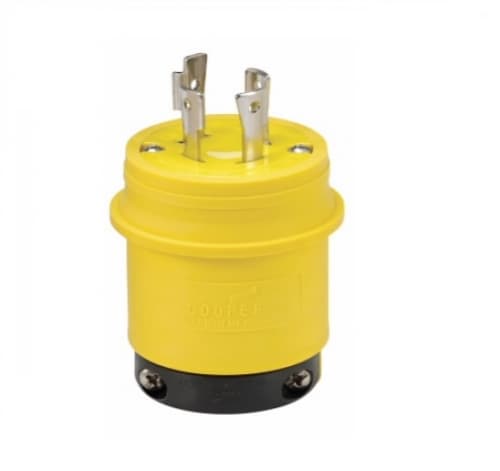 30 Amp Locking Plug, Industrial, NEMA L17-30, 600V, Yellow/Black