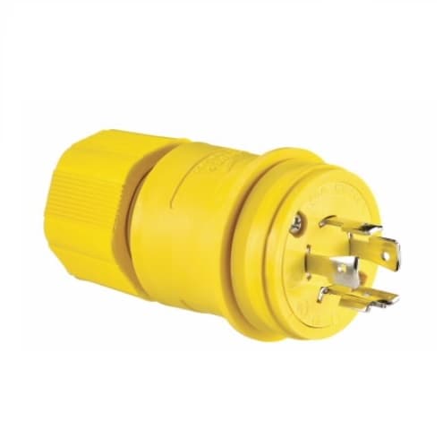 20 Amp Locking Plug, Watertight, NEMA L18-20, 120/208V, Yellow