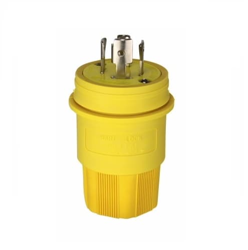 30 Amp Locking Plug, Watertight, NEMA L18-30, 120/208V, Yellow