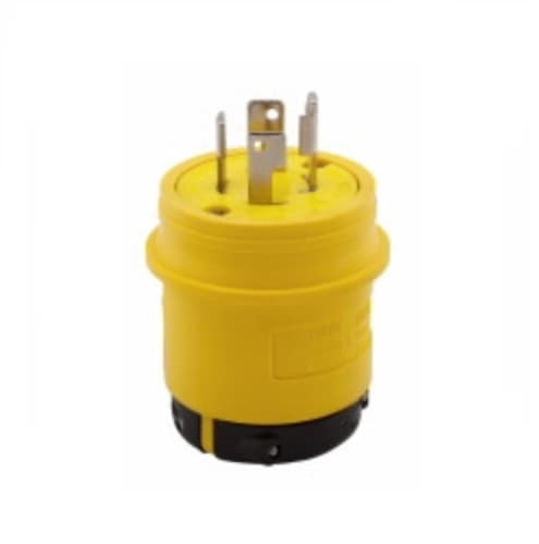 30 Amp Locking Plug, Watertight, NEMA L18-30, 120/208V, Yellow/Black