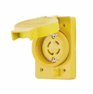 30 Amp Locking Receptacle, Severe Duty, NEMA L18-30, 120/208V, Yellow