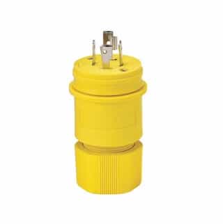 20 Amp Locking Connector, Watertight, NEMA L19-20, 277/480V, Yellow