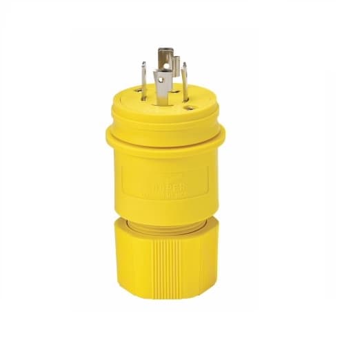 20 Amp Locking Connector, Watertight, NEMA L19-20, 277/480V, Yellow