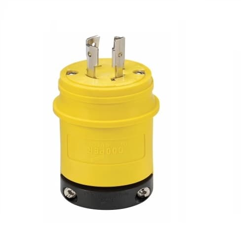 20 Amp Locking Plug, Industrial, NEMA L19-20, 277/480V, Yellow/Black