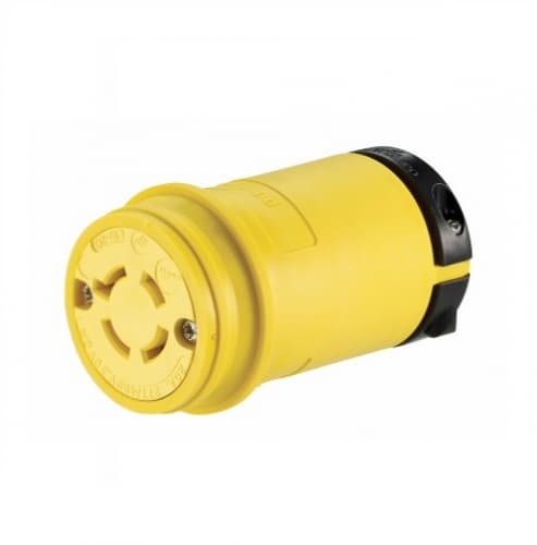 30 Amp Locking Connector, Watertight, NEMA L19-30, 277/480V, Yellow/Black
