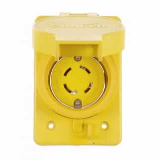 30 Amp Locking Receptacle, Watertight, NEMA L19-30, 277/480V, Yellow