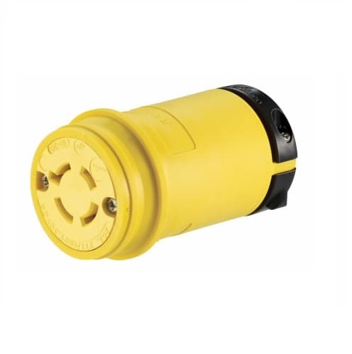 20 Amp Locking Connector, Watertight, NEMA L20-20, 347/600V, Yellow/Black