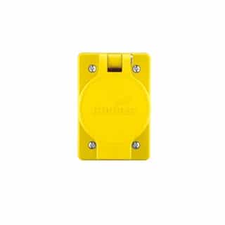 20 Amp Locking Receptacle, Watertight, NEMA L20-20, Yellow