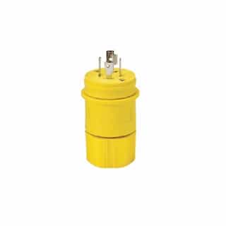 30 Amp Locking Plug, Watertight, NEMA L20-30, Yellow