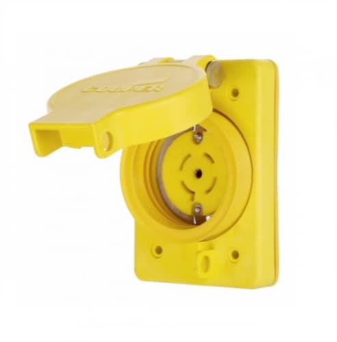 20 Amp Locking Receptacle, Watertight, NEMA L21-20, 120/208V, Yellow