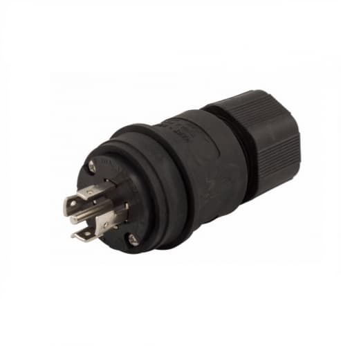 30 Amp Locking Plug, Watertight, NEMA L21-30, 120/208V, Black