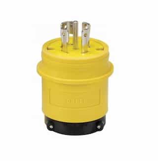 30 Amp Locking Plug, Watertight, NEMA L21-30, 120/208V, Yellow/Black