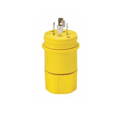 20 Amp Locking Plug, Watertight, NEMA L22-20, Yellow
