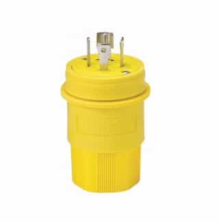 Eaton Wiring 30 Amp Locking Plug, Watertight, NEMA L22-30, 277/480V, Yellow