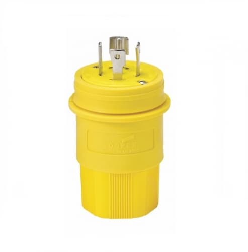 30 Amp Locking Plug, Watertight, NEMA L22-30, 277/480V, Yellow
