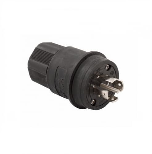 30 Amp Locking Plug, Watertight, NEMA L22-30, 277/480V, Black
