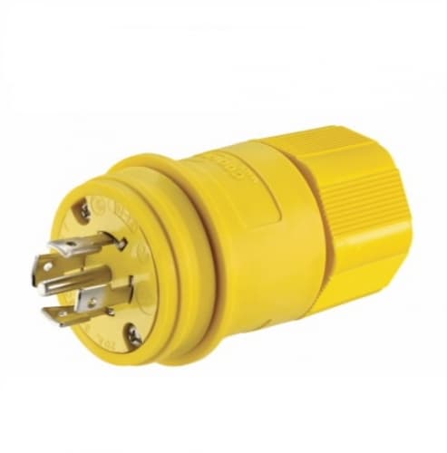 20 Amp Locking Plug, Watertight, NEMA L23-20, 347/600V, Yellow