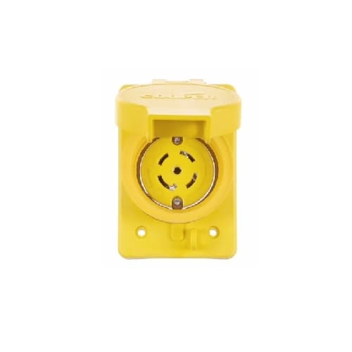 20 Amp Locking Receptacle, Watertight, NEMA L23-20, Yellow