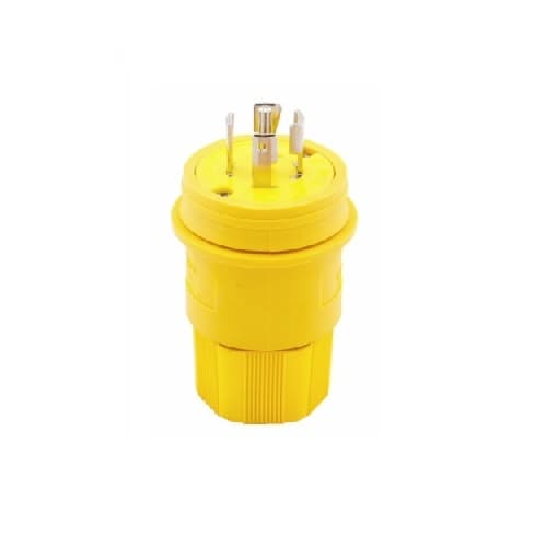30 Amp Locking Plug, Watertight, NEMA L23-30, Yellow