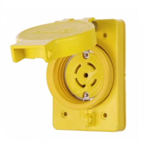 30 Amp Locking Receptacle, Watertight, NEMA L23-30, 347/600V, Yellow