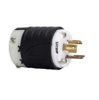 20 Amp Locking Plug, Watertight, NEMA L24-20, 347V, Black/White