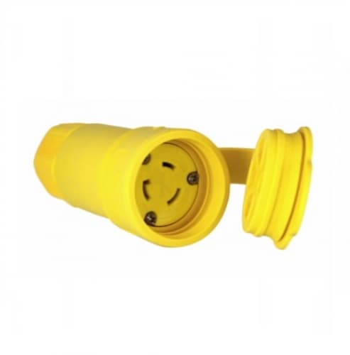 20 Amp Locking Connector, Watertight, NEMA L5-20, Yellow