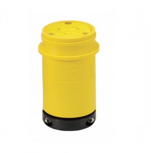 20 Amp Locking Connector, Watertight, NEMA L5-20, Yellow/Black